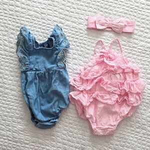 Baby girl romper bundle with matching headband